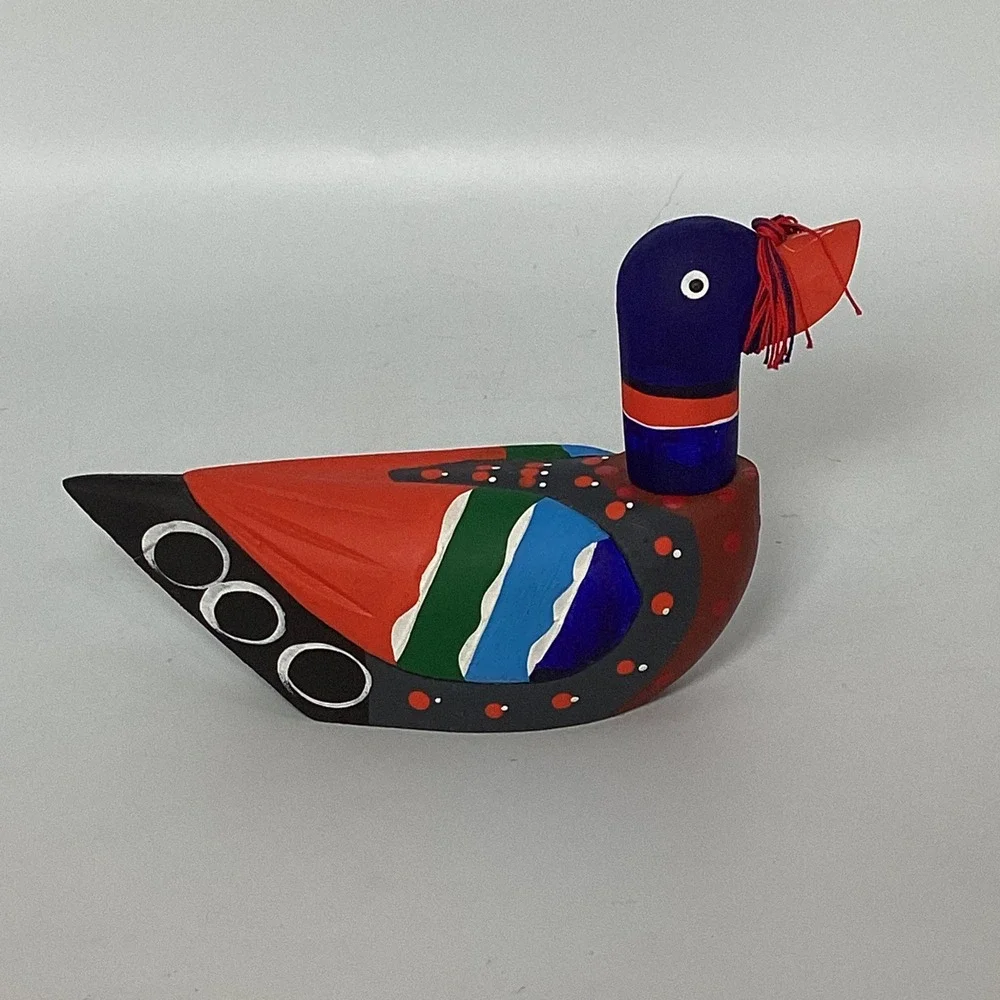 Vintage Hand Painted Wooden Korean Wedding Ducks‎ Collectible Pair by Donghae